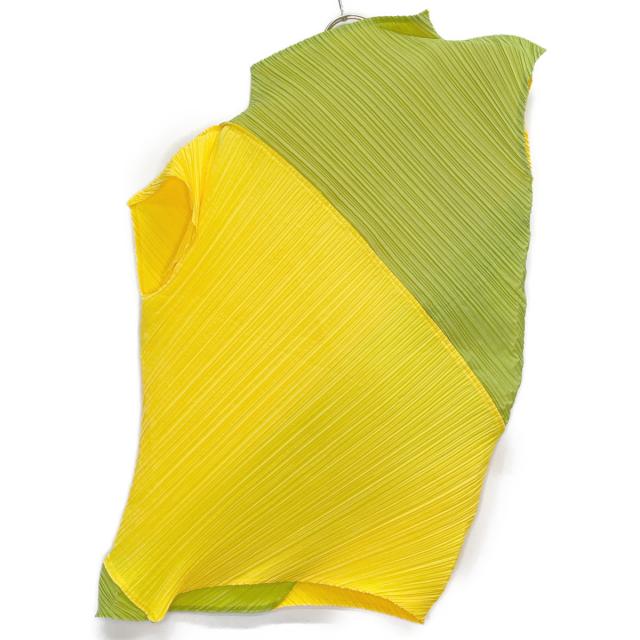 ISSEY MIYAKE イッセイミヤケ トップス M イエロー×グリーン