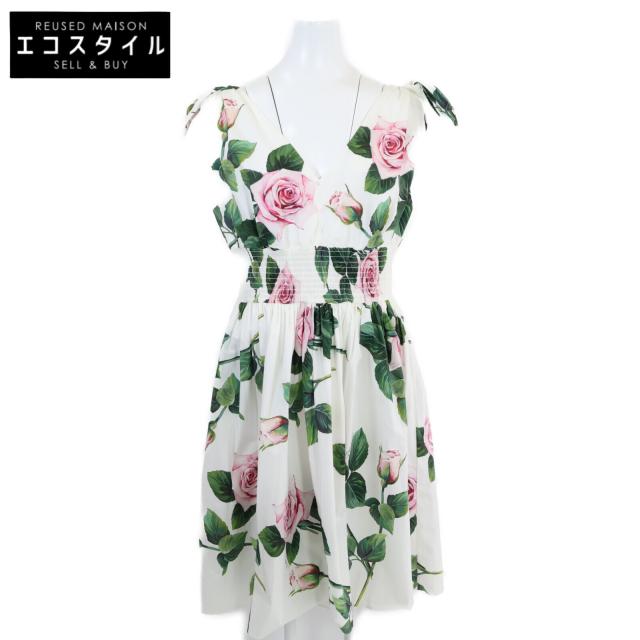 DOLCE&GABBANA ドルチェアンドガッバーナ ワンピース 50 ホワイト/ピンク/グリーン レディース