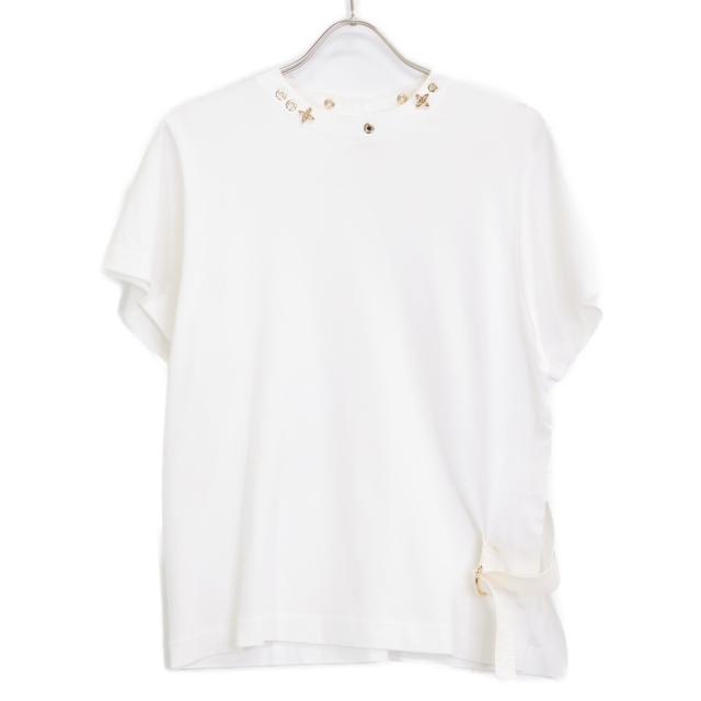 LOUIS VUITTON ルイヴィトン トップス S ホワイト レディース LOUIS VUITTON ルイヴィトン ﾎﾜｲﾄ JGTS03 ｻｲﾄﾞｽﾄﾗｯﾌﾟTｼｬﾂ トップス S