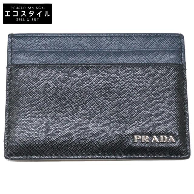 PRADA プラダ カードケース ブラック/ネイビー メンズ