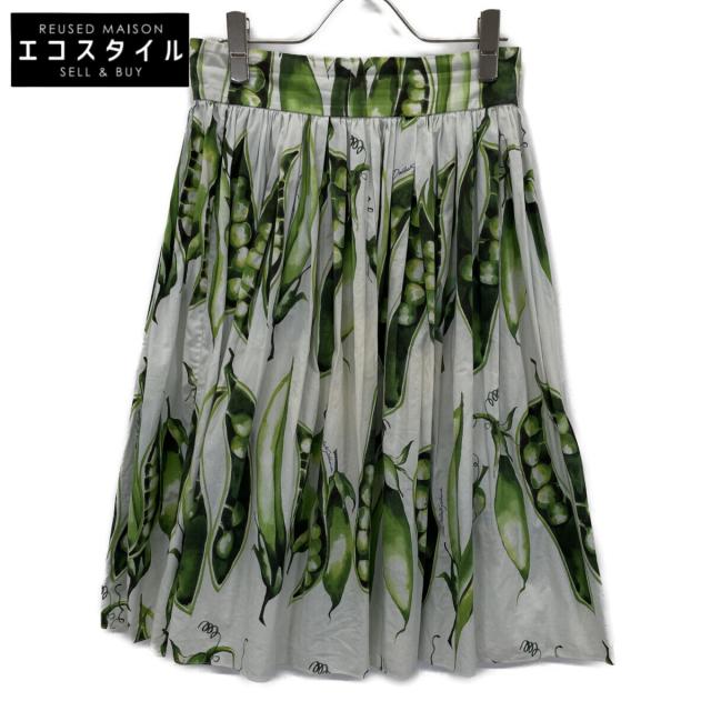 DOLCE&GABBANA ドルチェアンドガッバーナ スカート 40 ホワイト×グリーン レディース