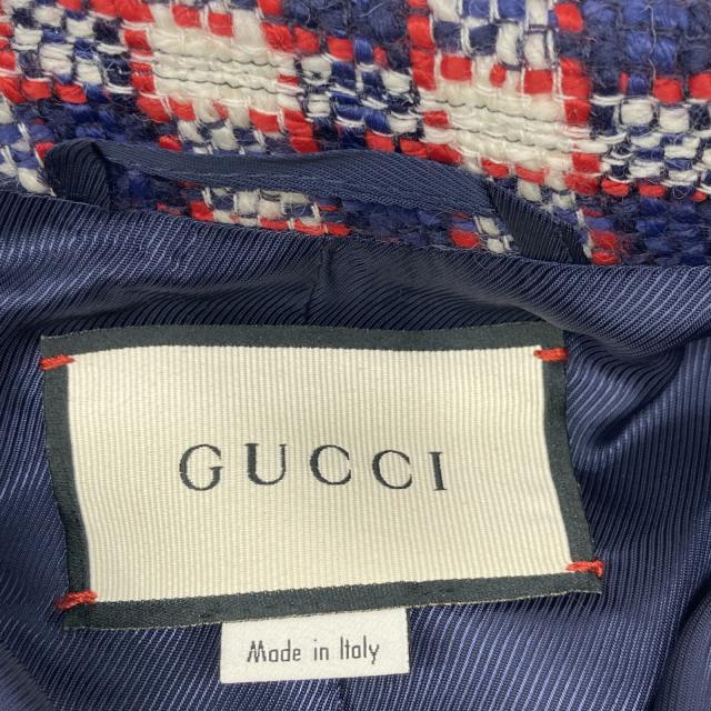 GUCCI グッチ ジャケット 38 レッド×ホワイト×ネイビー レディース
