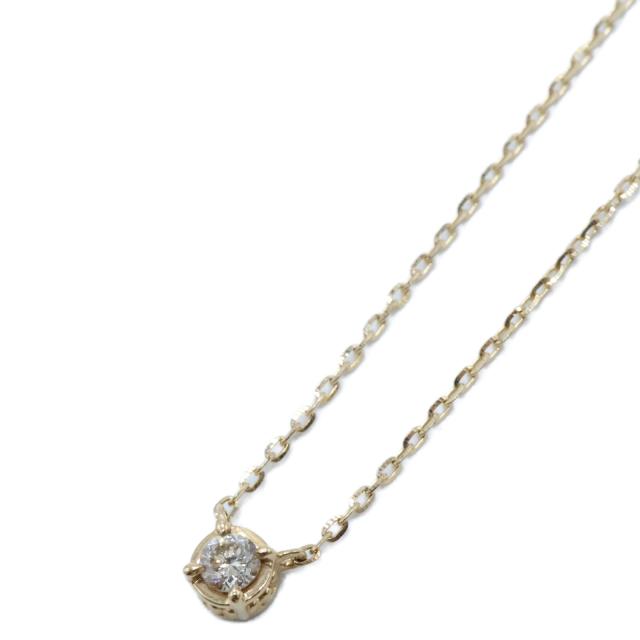agete アガット K10 0.03ct 1P ダイヤモンド ネックレス イエロー