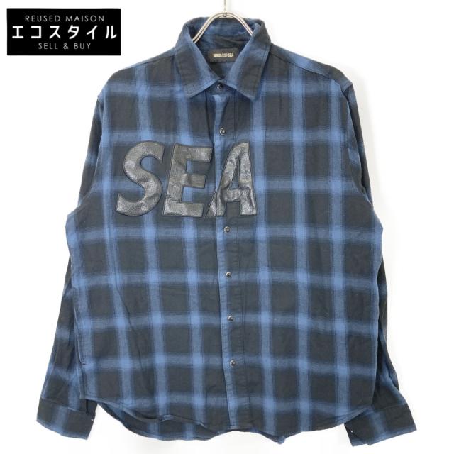 WIND AND SEA ウィンダンシー トップス L ブルー×ブラック メンズ