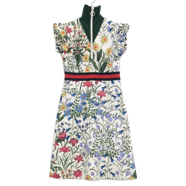 GUCCI グッチ ワンピース XS グリーン／ホワイト レディース 【公式通販】