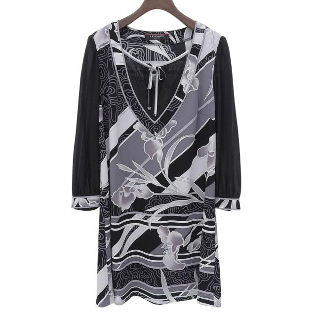 LEONARD レオナール ワンピース 40 ブラック レディース