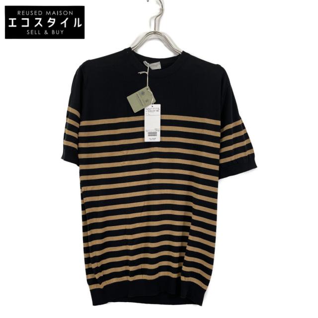 JOHN SMEDLEY ジョンスメドレー トップス Ｌ ブラック／ベージュ メンズ