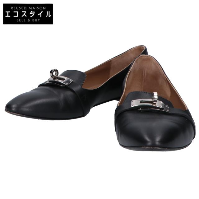 HERMES エルメス シューズ 38 1/2 ブラック レディース