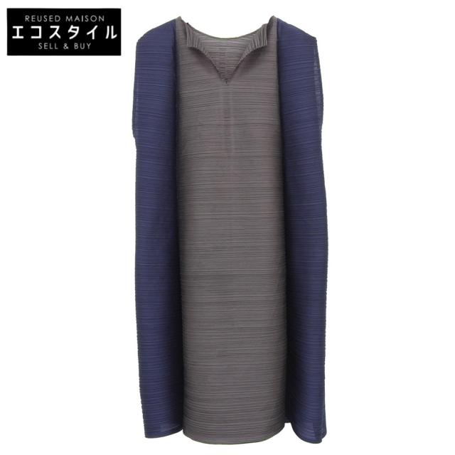 PLEATS PLEASE プリーツプリーズ ワンピース 3 グレー/ネイビー レディース