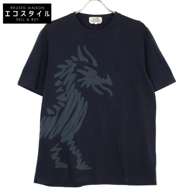HERMES エルメス トップス M ネイビー メンズ