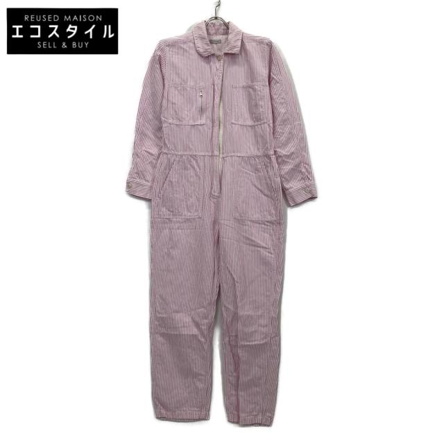 OUTERKNOWN アウターノウン オーバーオール オールインワン S ピンク×ホワイト レディース