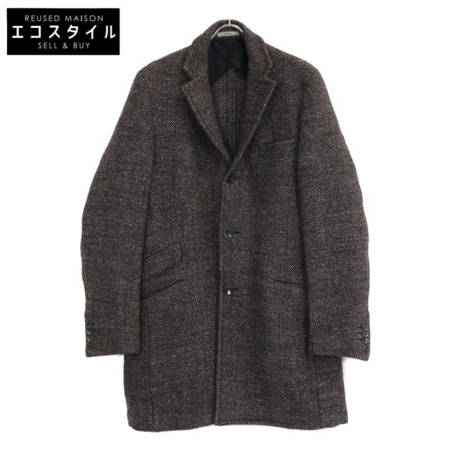 12aw Dior homme ヘリンボーンツイードPコート ディオールオム Dior HOMME ディオールオム コート 48 ブラック メンズ 【公式通販】