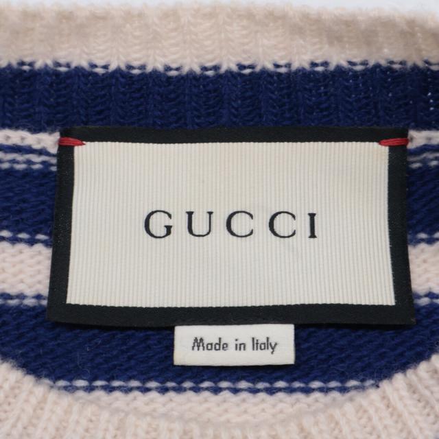 GUCCI グッチ トップス XS ホワイト×ネイビー レディース