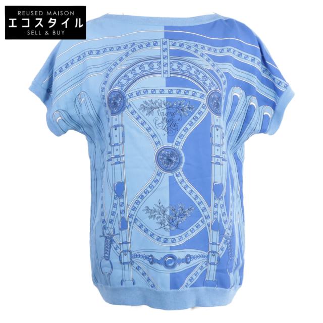 HERMES エルメス トップス 38 ブルー レディース