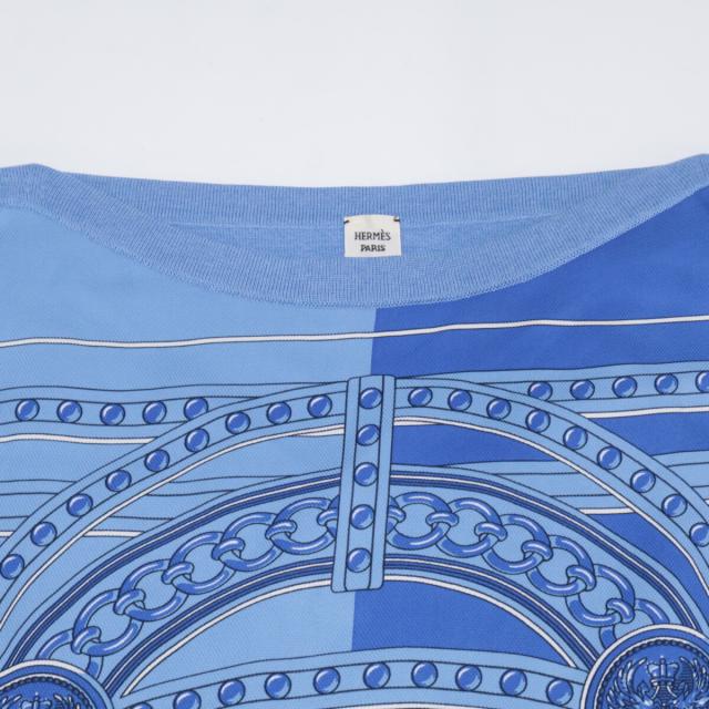 HERMES エルメス トップス 38 ブルー レディース