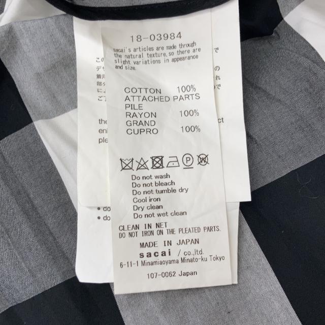 sacai サカイ ワンピース 3 ホワイト×ブラック レディース_5