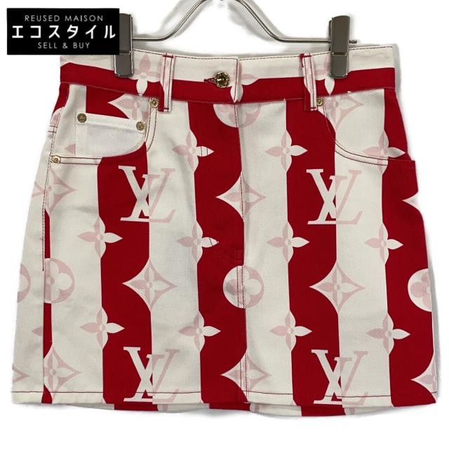 LOUIS VUITTON ルイヴィトン スカート 34 レッド／ホワイト レディース