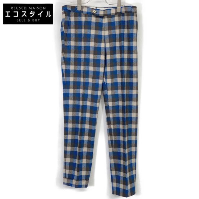 ISAIA イザイア ボトムス 50 ブルー×ブラウン メンズ