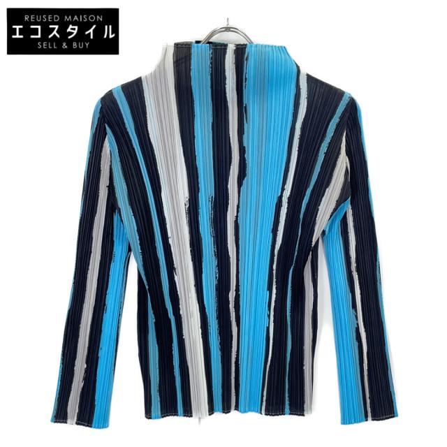 PLEATS PLEASE プリーツプリーズ トップス 3 ブラック×ライトブルー レディース