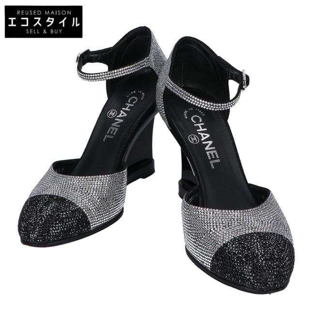 CHANEL シャネル シューズ 37C ブラック/シルバー レディース