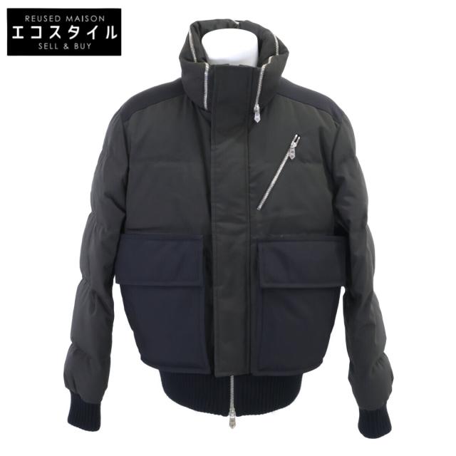 HERMES エルメス ジャケット 50 カーキxブラック メンズ