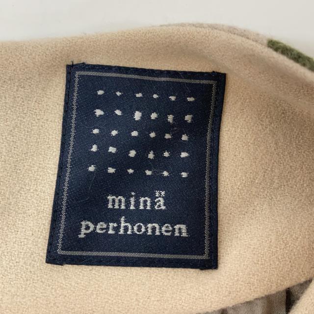 mina perhonen ミナペルホネン ワンピース 38 ベージュ×グリーン レディース_3