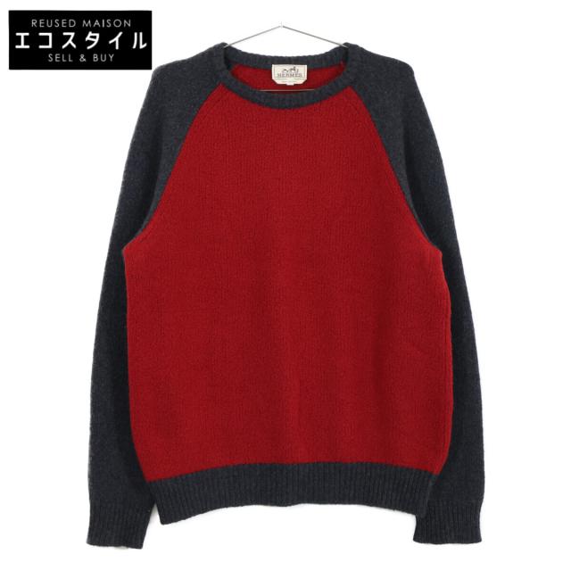 HERMES エルメス トップス L グレー/レッド メンズ