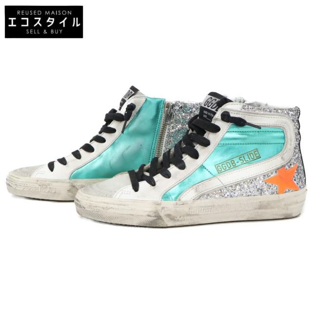 GOLDEN GOOSE ゴールデングース シューズ 35 グリーン/シルバー/ホワイト レディース