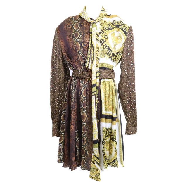 GIANNI VERSACE ジャンニ ヴェルサーチ ワンピース 48 ブラウンxホワイト レディース_1