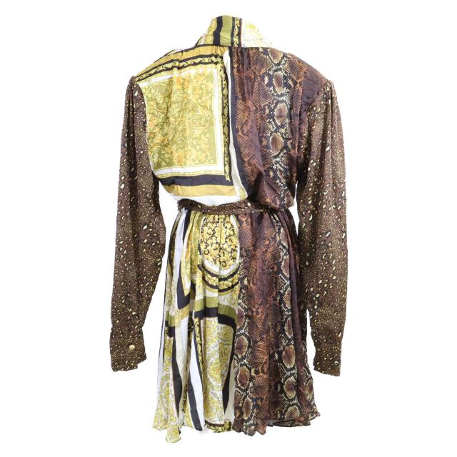 GIANNI VERSACE ジャンニ ヴェルサーチ ワンピース 48 ブラウンxホワイト レディース_2
