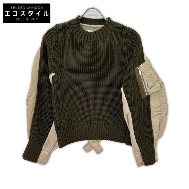 sacai サカイ トップス 1 オリーブ×ベージュ レディース