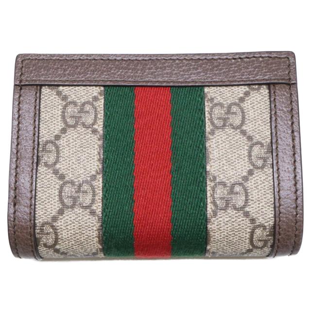 GUCCI グッチ 二つ折り財布（小銭入れあり） ベージュ＆エボニー 