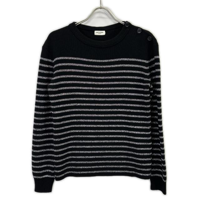 SAINT LAURENT PARIS サンローランパリ トップス XS ブラック×シルバー 