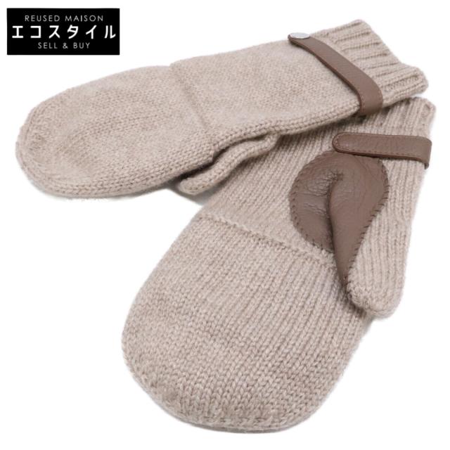 HERMES エルメス グローブ M ベージュ レディース