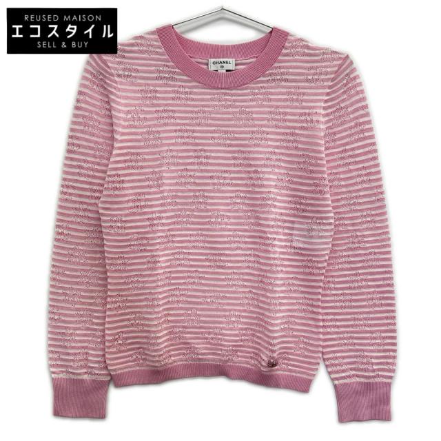 CHANEL シャネル トップス 34 ピンク×ホワイト レディース