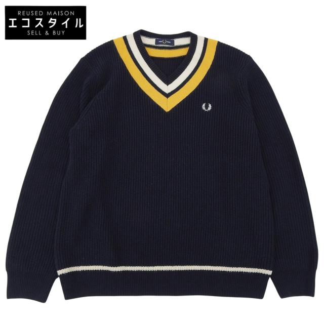 FRED PERRY フレッドペリー トップス L ネイビー/イエロー メンズ