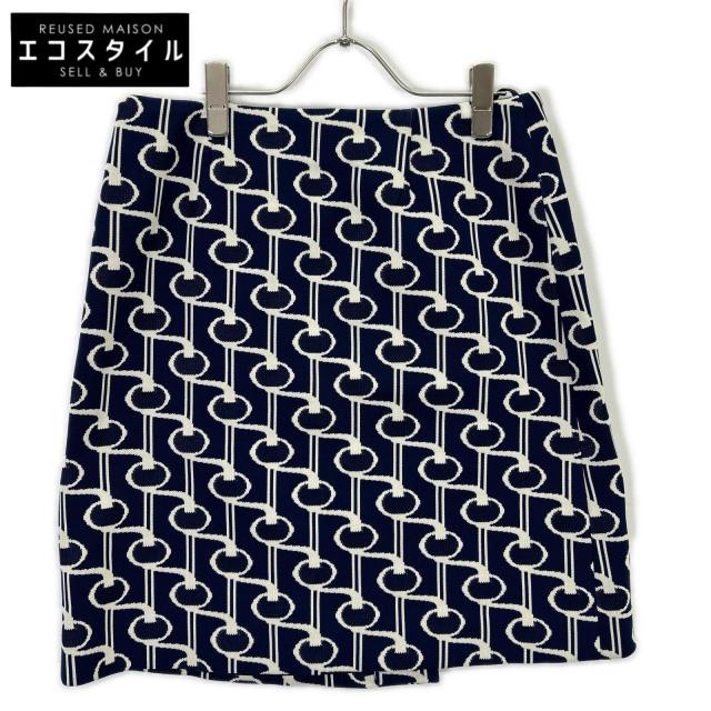 PRADA プラダ スカート 40 ブルー／ホワイト レディース
