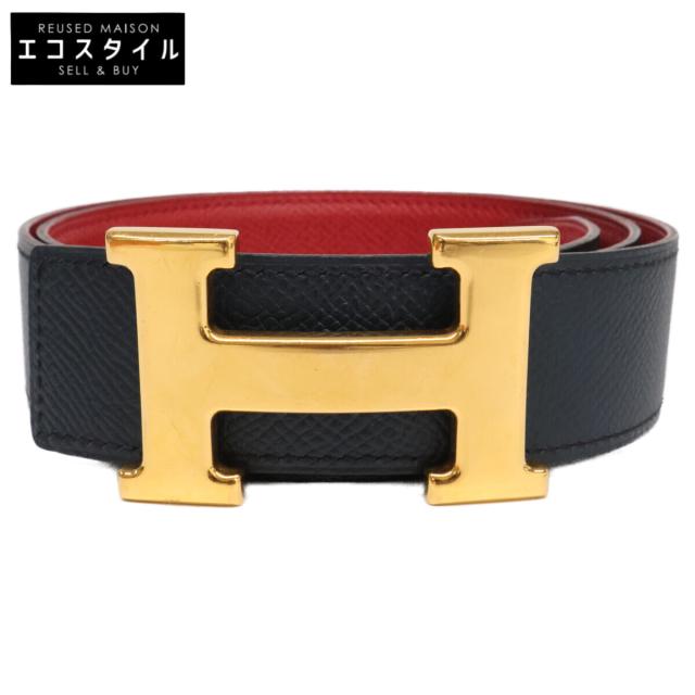 HERMES エルメス ベルト 70 ネイビー/レッド/ゴールド レディース