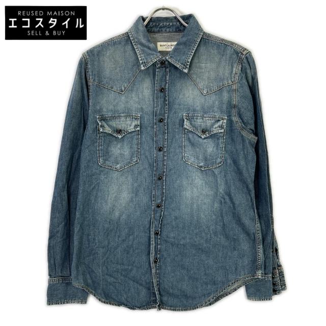 SAINT LAURENT PARIS サンローランパリ トップス L インディゴ メンズ