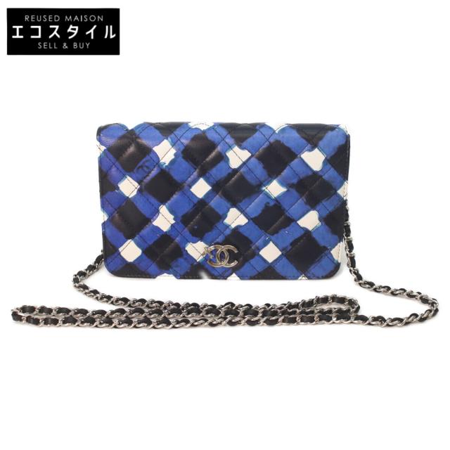 CHANEL シャネル ショルダーバッグ ブルー/ブラック/シルバー金具 レディース