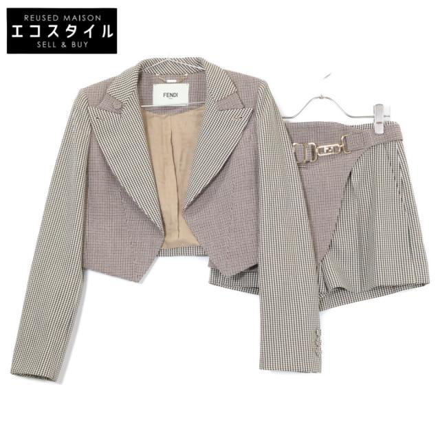 FENDI フェンディ 背広 セットアップ 38/38 赤銅色系 レディース