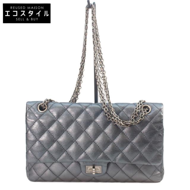CHANEL シャネル ショルダーバッグ メタリックブルー/シルバー金具 レディース
