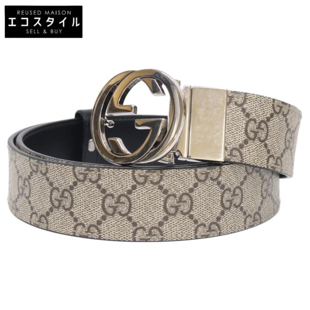 GUCCI グッチ ベルト 95・38 ベージュ/エボニー メンズ