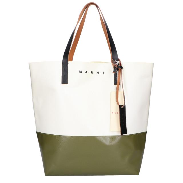 MARNI マルニ トートバッグ 白いこと/カーキ レディース