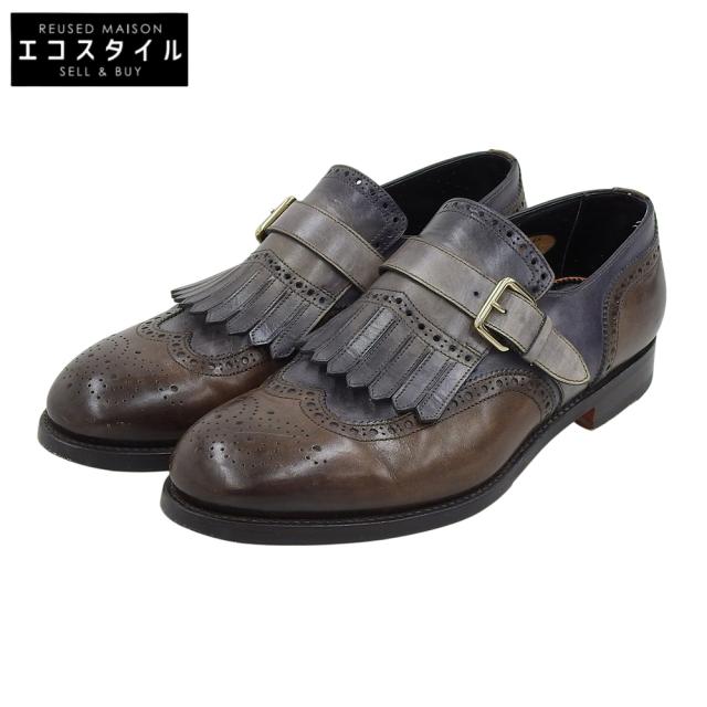 SANTONI サントーニ シューズ 6.5 ブラウン/グレー メンズ