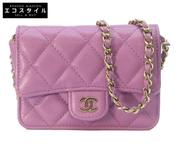 CHANEL シャネル ショルダーバッグ パープル/ゴールド金具 レディース