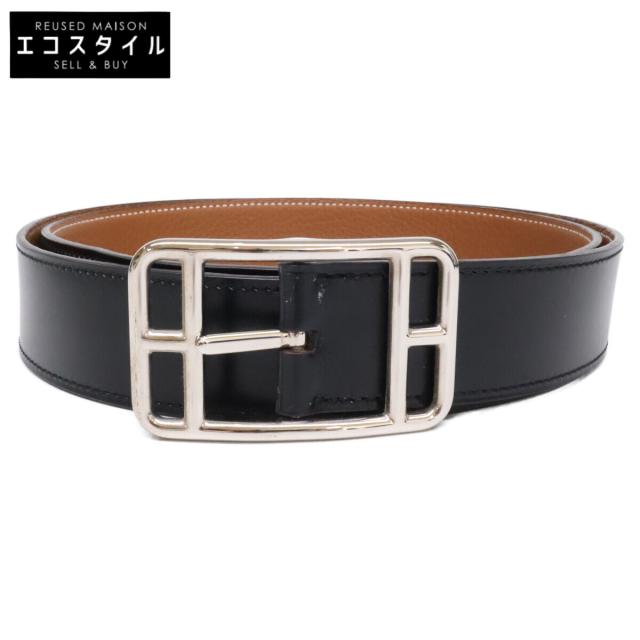 HERMES エルメス ベルト 95 ノワール/ゴールド メンズ