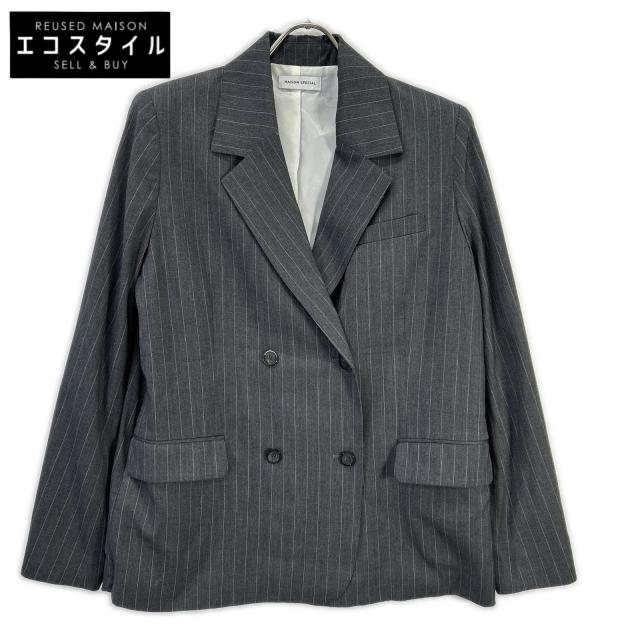 MAISON SPECIAL メゾンスペシャル ジャケット FREE グレー ストライプ レディース