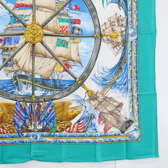 HERMES エルメス スカーフ グリーン/マルチカラー レディース