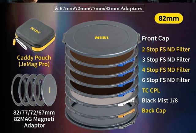 nisi jet mag pro 67mm/72mm/77mm/82mm アダプターリング FS ND4、FS ND8、FS ND16、FS ND64NDフィルター「FS ND」×4 + PLフィルター「True Color CPL」＋ ブラックミスト1/8 　フロントキャップ x 2　リアキャップ　並行輸入品